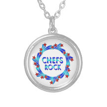 Chefs Rock Red Stars Personalized Necklace