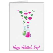 Chemistry Glass Laboratory Bottle Pink Green Heart Card