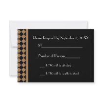 ChequerBoard Ebony (Tan/Black) RSVP Card Invites