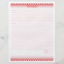 Chequered Board Recipe Pages Flyers