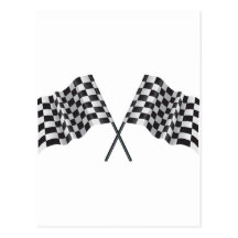 chequered cross flags postcard