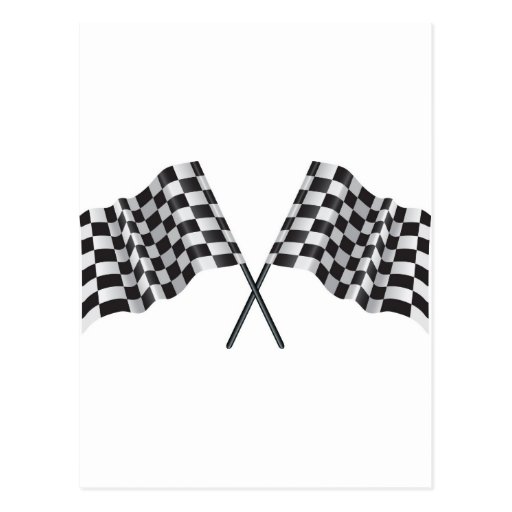 chequered cross flags postcard