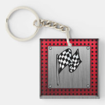 Chequered Flag; brushed aluminium look