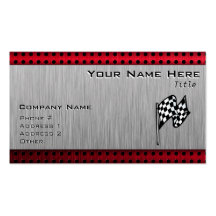 Chequered Flag; brushed aluminium look Business Card Templates