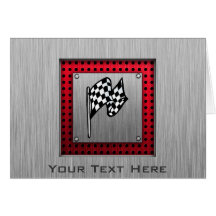 Chequered Flag; brushed aluminium look Card