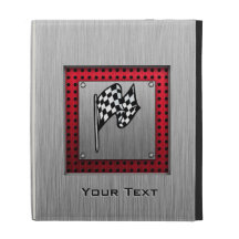 Chequered Flag; brushed aluminium look iPad Folio Case