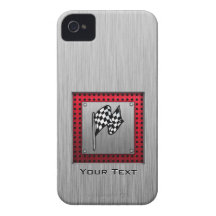 Chequered Flag; brushed aluminium look Case-Mate iPhone 4 Cases