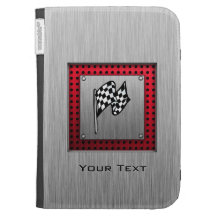 Chequered Flag; brushed aluminium look Case For The Kindle