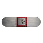 Chequered Flag; brushed aluminium look Skate Board Deck
