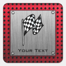 Chequered Flag; brushed aluminium look Sticker