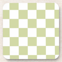 Chequered Pale Green Beverage Coasters