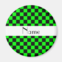 Chequered pattern in neon green.png fridge magnet