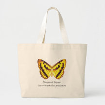 Chequered Skipper Butterfly with Name Canvas Bags