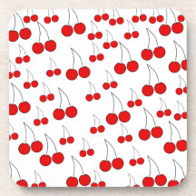 Cherries Pattern. Beverage Coaster