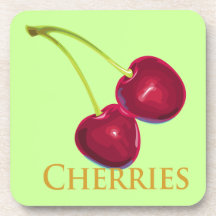 Cherries with Stems Drink Coasters