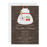 Cherry Apron Bridal Shower Invitation Red and Brow