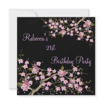 Cherry Blossom 21st Elegant Birthday Party Black