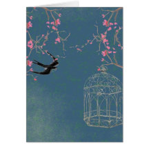 Cherry blossom and birdcage cards