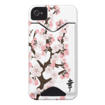 Cherry Blossom and Kanji Id Iphone 4 Cases