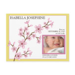 Cherry Blossom Baby Girl Birth Announcement yellow postcards