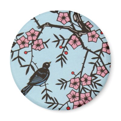 Cherry Blossom Bird Magnet by artbymar