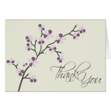 Cherry Blossom Designer Thank You Card 2 (plum)