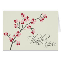 Cherry Blossom Designer Thank You Card 2 (red)