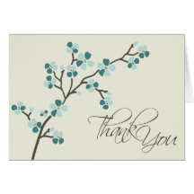 Cherry Blossom Designer Thank You Card 2 (teal)
