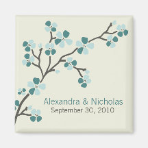 Cherry Blossom Designer Wedding Favour 2 (teal) Fridge Magnet