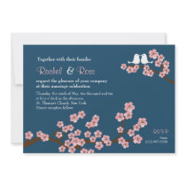 Cherry Blossom Garden (Pink Navy) Wedding Personalized Announcement