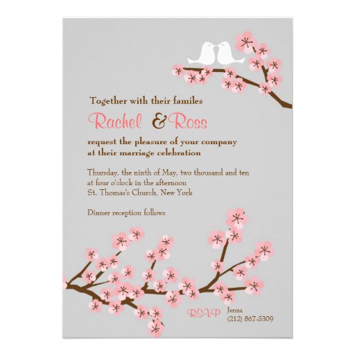 Cherry Blossom Garden Wedding Personalized Invites