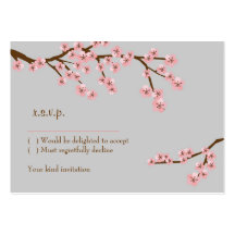 Cherry Blossom Garden Wedding RSVP Card Business Card Template