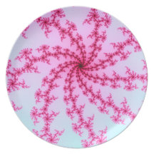 Cherry Blossom - Gentle Pink Fractal Swirls Dinner Plates