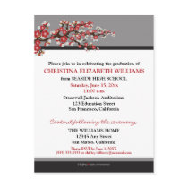 Cherry Blossom Graduation Announcement (black) Post Cards