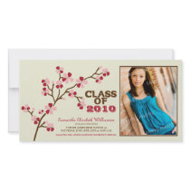 Cherry Blossom Graduation Announcement (red) Customised Photo Card