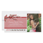 Cherry Blossom Graduation Announcement (red) photo cards