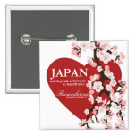 CHERRY BLOSSOM HEART PINBACK BUTTONS