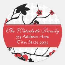 Cherry Blossom Modern Address Labels Round Sticker