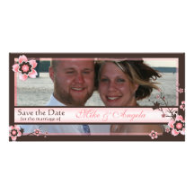Cherry Blossom Modern Save the Date Photo Card