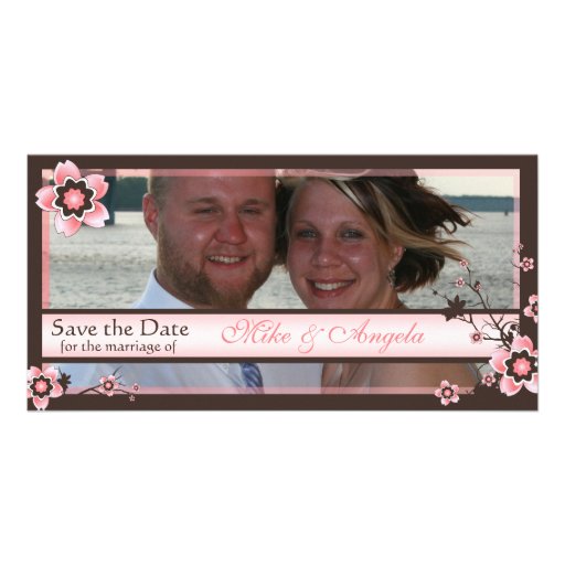 Cherry Blossom Modern Save the Date Photo Card