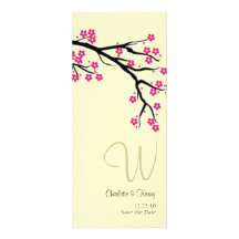cherry blossom | monogram; save the date custom invitation