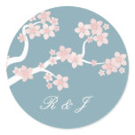 Cherry blossom on blue circle sticker