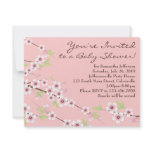 Cherry Blossom Pink & Brown Baby Shower Custom Invitations