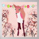 Cherry Blossom Pink Fawn Pok-a-dot Poster