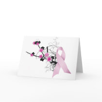 Cherry Blossom Pink Ribbon Greeting Cards