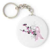 Cherry Blossom Pink Ribbon Key Chains