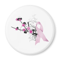 Cherry Blossom Pink Ribbon Fridge Magnets