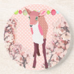 Cherry Blossom Pretty Pink Fawn Coaster coasters