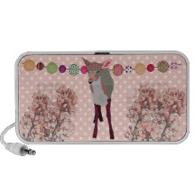 Cherry Blossom Pretty Pink Fawn Doodle Speaker