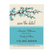 Cherry Blossom Save the Date Postcard (aqua)